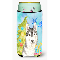 "Caroline's Treasures CK1861TBC Christmas Tree Siberian Husky Tall Boy Hugger cold-beverage-koozies, Multicolor"