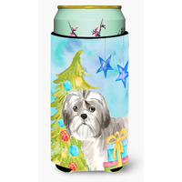 "Caroline's Treasures CK1862TBC Christmas Tree Shih Tzu Puppy Tall Boy Hugger cold-beverage-koozies, Multicolor"