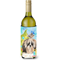 "Caroline's Treasures CK1863LITERK Christmas Tree Shih Tzu Wine Bottle Hugger cold-beverage-koozies, 750 ml, Multicolor"