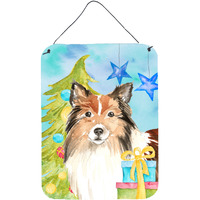 "Caroline's Treasures Christmas Tree Sheltie Door Hanging Prints wall-decor, Multicolor"