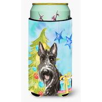 "Caroline's Treasures CK1865TBC Christmas Tree Scottish Terrier Tall Boy Hugger cold-beverage-koozies, Multicolor"