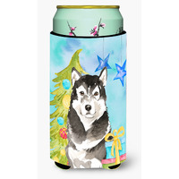 "Caroline's Treasures CK1872TBC Christmas Tree Alaskan Malamute Tall Boy Hugger cold-beverage-koozies, Multicolor"