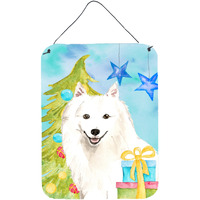 "Caroline's Treasures Christmas Tree Japanese Spitz Door Hanging Prints wall-decor, Multicolor"