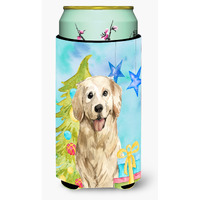 "Caroline's Treasures CK1878TBC Christmas Tree Golden Retriever Tall Boy Hugger cold-beverage-koozies, Multicolor"