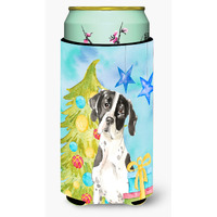 "Caroline's Treasures CK1880TBC Christmas Tree English Pointer Tall Boy Hugger cold-beverage-koozies, Multicolor"