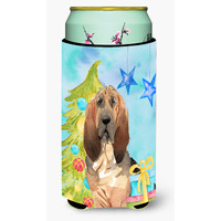 "Caroline's Treasures CK1887TBC Christmas Tree Bloodhound Tall Boy Hugger cold-beverage-koozies, Multicolor"