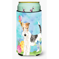 "Caroline's Treasures CK1892TBC Easter Eggs Fox Terrier Tall Boy Hugger cold-beverage-koozies, Multicolor"