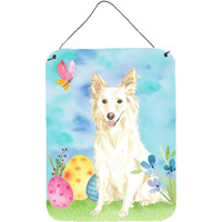 Caroline's Treasures Easter Eggs White Collie Door Hanging Prints wall-decor