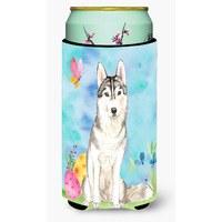"Caroline's Treasures CK1898TBC Easter Eggs Siberian Husky Tall Boy Hugger cold-beverage-koozies, Multicolor"