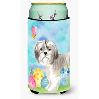 "Caroline's Treasures CK1899TBC Easter Eggs Shih Tzu Puppy Tall Boy Hugger cold-beverage-koozies, Multicolor"