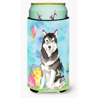 "Caroline's Treasures CK1909TBC Easter Eggs Alaskan Malamute Tall Boy Hugger cold-beverage-koozies, Multicolor"