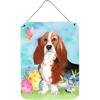 "Caroline's Treasures Easter Eggs Basset Hound Door Hanging Prints wall-decor, Multicolor"