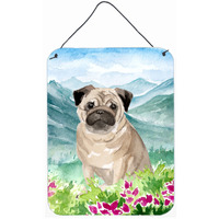 "Caroline's Treasures Mountian Flowers Fawn Pug Door Hanging Prints wall-decor, Multicolor"