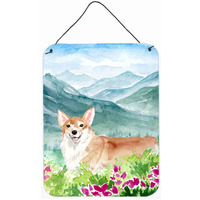 "Caroline's Treasures Mountian Flowers Corgi Door Hanging Prints wall-decor, Multicolor"