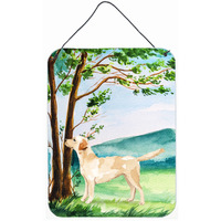 Caroline's Treasures Under the Tree Yellow Labrador Door Hanging Prints wall-decor