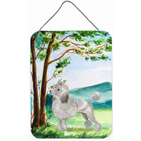 "Caroline's Treasures Under the Tree Silver Poodle Door Hanging Prints wall-decor, Multicolor"