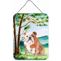 "Caroline's Treasures Under the Tree English Bulldog Door Hanging Prints wall-decor, Multicolor"