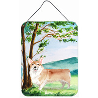 "Caroline's Treasures Under the Tree Corgi Door Hanging Prints wall-decor, Multicolor"