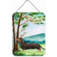 "Caroline's Treasures Under the Tree Dachshund Door Hanging Prints wall-decor, Multicolor"