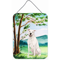 Caroline's Treasures Under the Tree White Staffie Bull Terrier Door Hanging Prints wall-decor