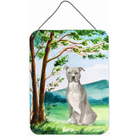 "Caroline's Treasures Under the Tree Staffordshire Bull Terrier Door Hanging Prints wall-decor, Multicolor"