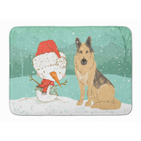 "Caroline's Treasures German Shepherd and Snowman Christmas Machine Washable Memory Foam Mat, Multicolor"