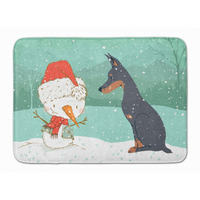 "Caroline's Treasures Doberman and Snowman Christmas Machine Washable Memory Foam Mat, Multicolor"