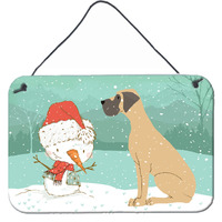 Caroline's Treasures Snowman Fawn Natural Dane Christmas Wall or Door Hanging Prints