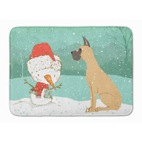 "Caroline's Treasures Cropped Fawn Dane Snowman Christmas Machine Washable Memory Foam Mat, Multicolor"