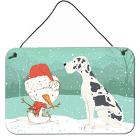 Caroline's Treasures Snowman Harlequin Dane Christmas Wall or Door Hanging Prints