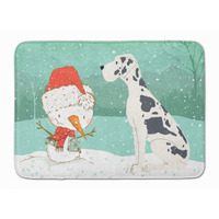 "Caroline's Treasures Harlequin Dane Snowman Christmas Machine Washable Memory Foam Mat, Multicolor"