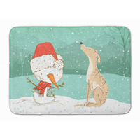 "Caroline's Treasures Brindle Greyhound Snowman Christmas Machine Washable Memory Foam Mat, Multicolor"