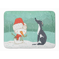 "Caroline's Treasures Black Greyhound Snowman Christmas Machine Washable Memory Foam Mat, Multicolor"