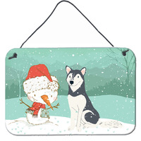 "Caroline's Treasures Siberian Husky Snowman Christmas Wall or Door Hanging Prints, Multicolor"