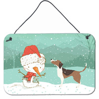 "Caroline's Treasures Beagle Snowman Christmas Wall or Door Hanging Prints, Multicolor"