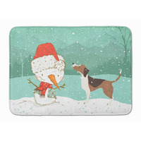 "Caroline's Treasures Beagle Snowman Christmas Machine Washable Memory Foam Mat, Multicolor"