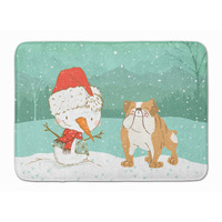 "Caroline's Treasures English Bulldog Snowman Christmas Machine Washable Memory Foam Mat, Multicolor"