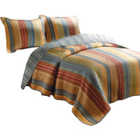 Huascaran 3 Piece Fabric King Size Quilt Set with Channel Stitching, Multicolor