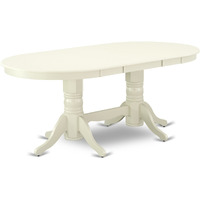 VAT-LWH-TP Vancouver Oval Double Pedestal dining room Table with 17" Butterfly Leaf in Linen White Finish