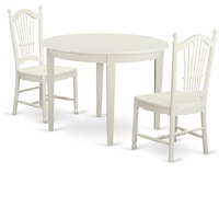 BODO3-WHI-W 3 Pc Kitchen nook Dining set-Table and 2 Dining Chairs