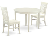 BOWE3-WHI-W 3 PC Table and chair set for 2-Dinette Table and 2 Kitchen Chairs