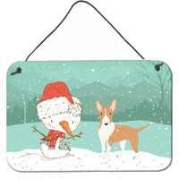 Caroline's Treasures Snowman Fawn Bull Terrier Christmas Wall or Door Hanging Prints