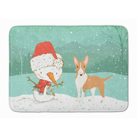 "Caroline's Treasures Fawn Bull Terrier Snowman Christmas Machine Washable Memory Foam Mat, Multicolor"