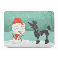 "Caroline's Treasures Black Poodle Snowman Christmas Machine Washable Memory Foam Mat, Multicolor"