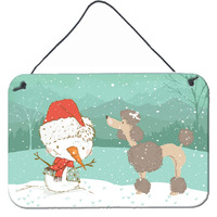 "Caroline's Treasures Chocolate Poodle Snowman Christmas Wall or Door Hanging Prints, Multicolor"