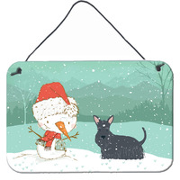 "Caroline's Treasures Scottish Terrier Snowman Christmas Wall or Door Hanging Prints, Multicolor"