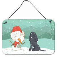 Caroline's Treasures Snowman Black Spaniel Christmas Wall or Door Hanging Prints