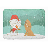 "Caroline's Treasures Tan Spaniel Snowman Christmas Machine Washable Memory Foam Mat, Multicolor"