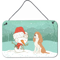 "Caroline's Treasures Red Spaniel Snowman Christmas Wall or Door Hanging Prints, Multicolor"