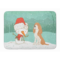 "Caroline's Treasures Red Spaniel Snowman Christmas Machine Washable Memory Foam Mat, Multicolor"